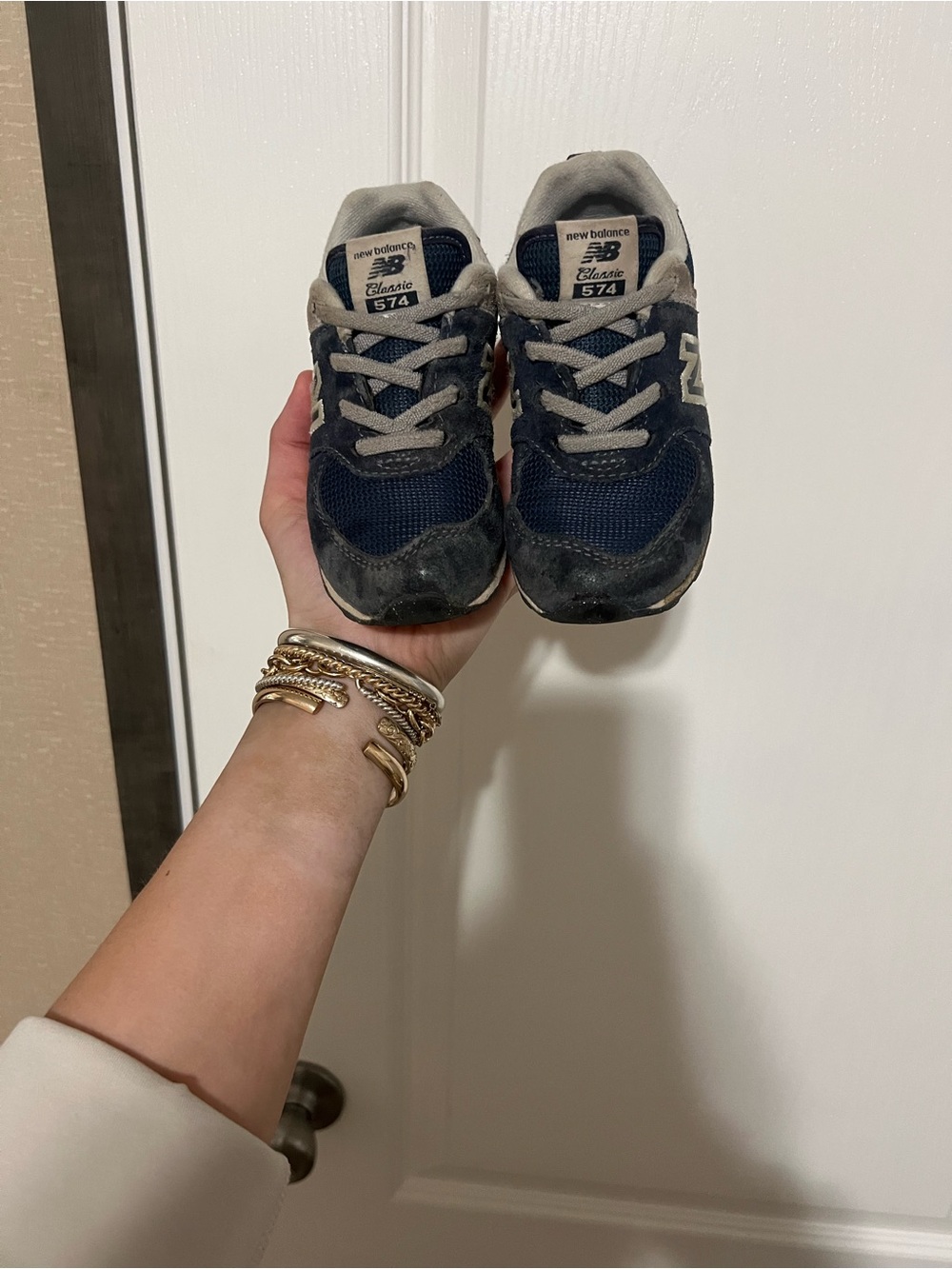 New Balance Kids Navy and Gray 574 Athletic Sneakers